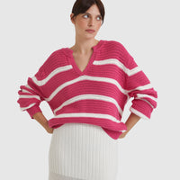 Arabella crochet top in pomegranate, Merino wool and cotton blend.