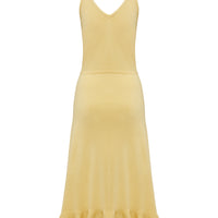 Back view of the Blair frill hem wool dress