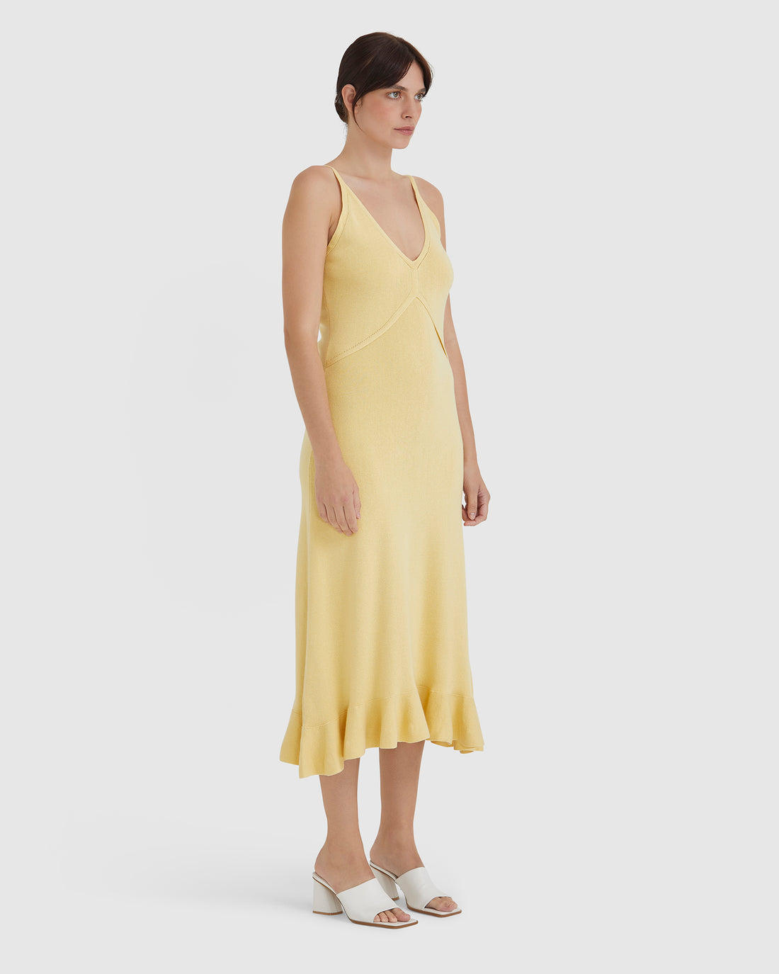 Maize Blair Frill Hem Slip Dress with sleek slip bodice and frill hem.