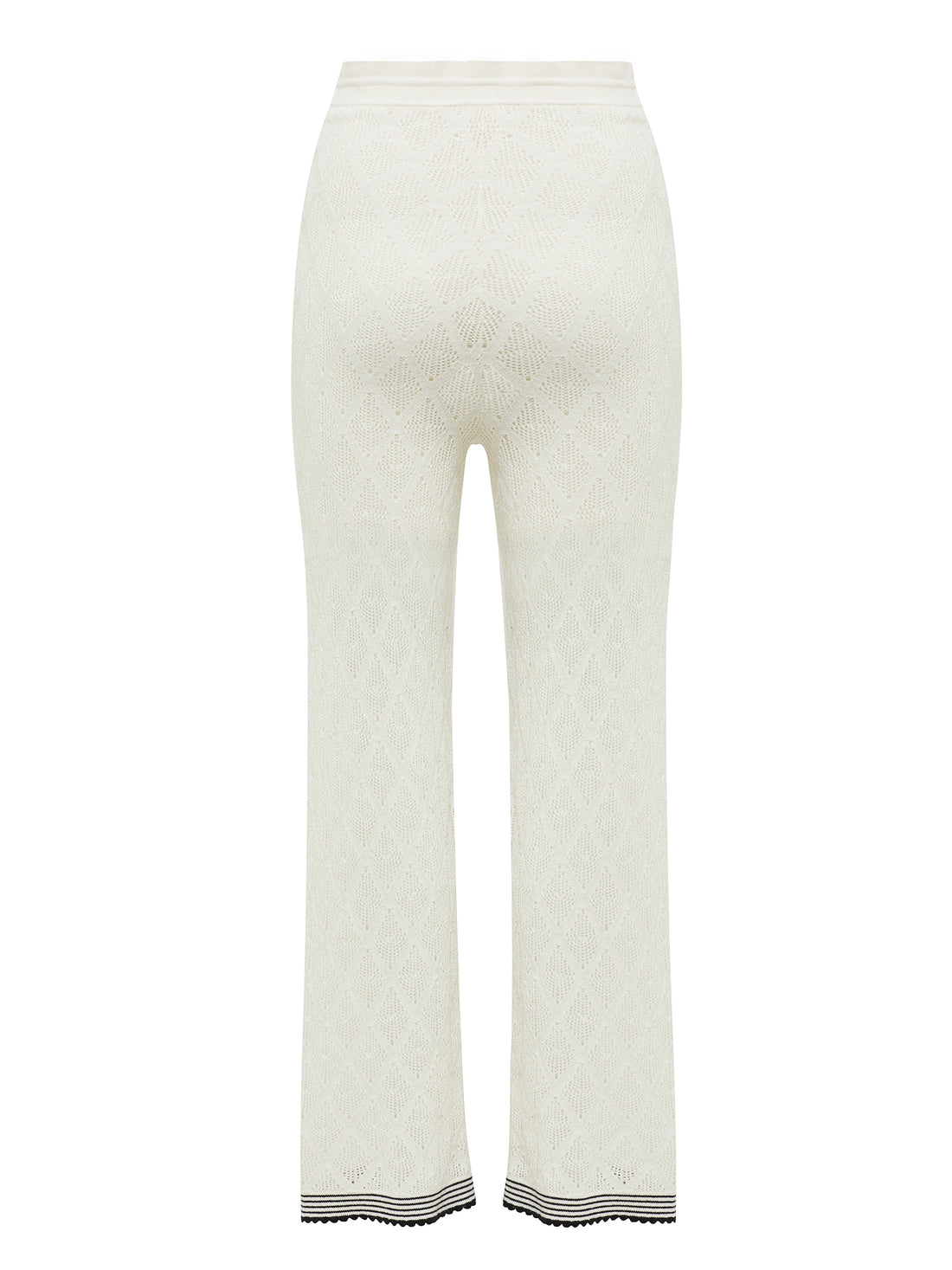 Back view of white wool pants perfect for summer.