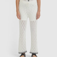 Chiara white lace pants with soft jersey and drawstring detail.
