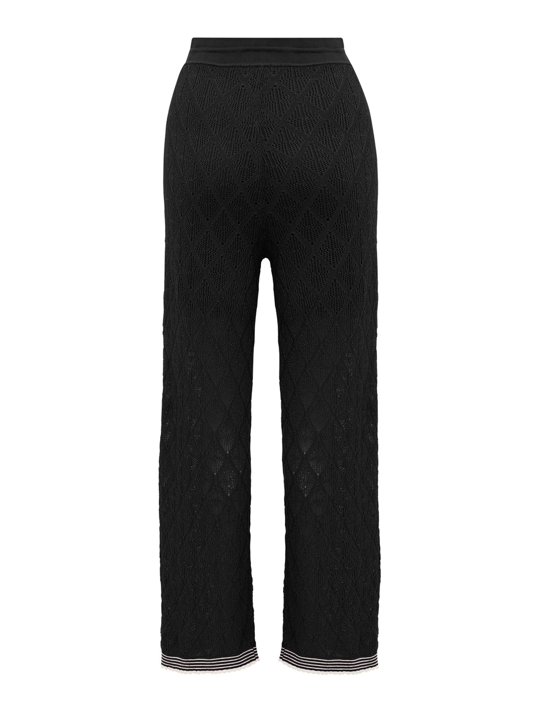 Back view of the black wool pants perfect for summer.