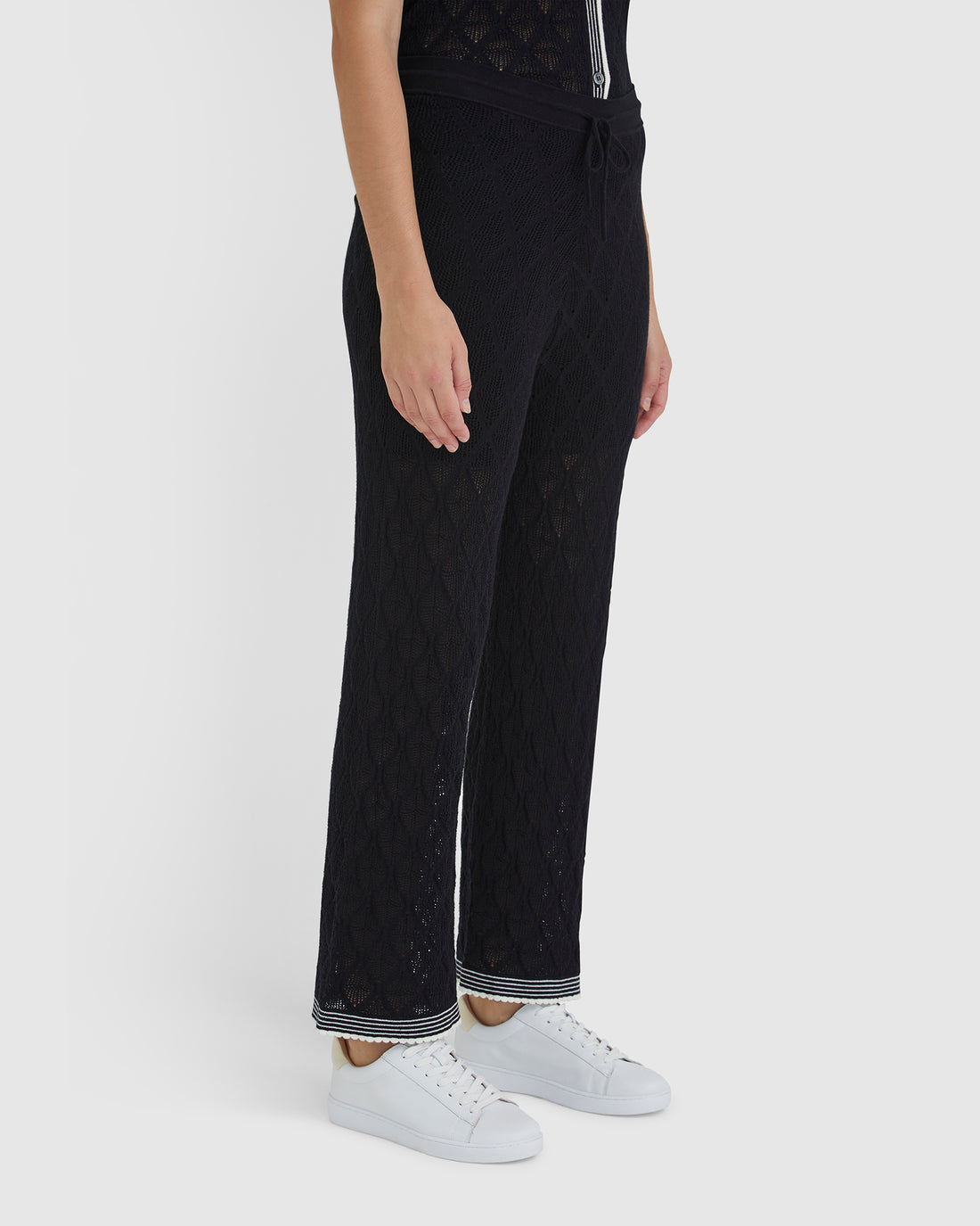 Side view of Chiara wool blend pants.