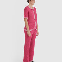 Side view of Chiara Lace Stitch Top made from Australian Merino Wool and Cotton.
