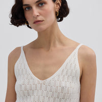 Model wearing the Cream Corded Rib Merino Cami – soft and breathable wool cami