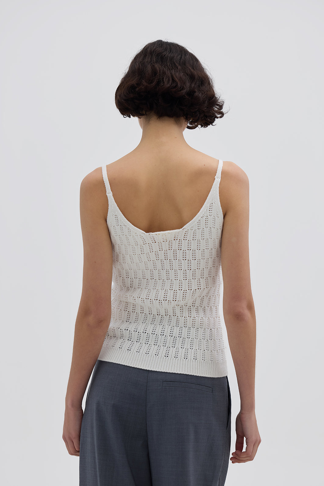 Ladies Merino Cami in Cream styled with knit skirt – classic and refined outfit