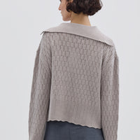 Ladies Wool Jumper in Cream styled with high-waisted trousers – effortlessly refined