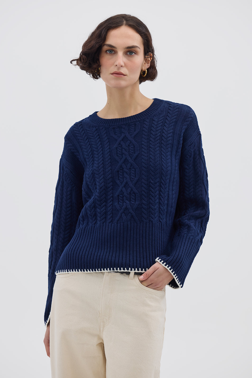 Ladies Wool Sweater with ribbed hem – soft, breathable, and refined pure Merino knitwear