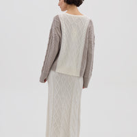 Ladies Wool Jumper in Oat Melange – classic relaxed fit with ribbed hem and cuffs