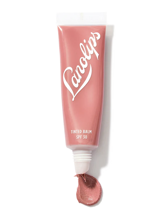 Lanolips Tinted Lanolin Lip Balm in Perfect Nude tube on display.