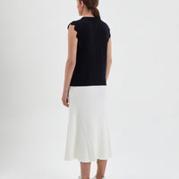 Classic black wool vest with subtle stitching, perfect for versatile layering.