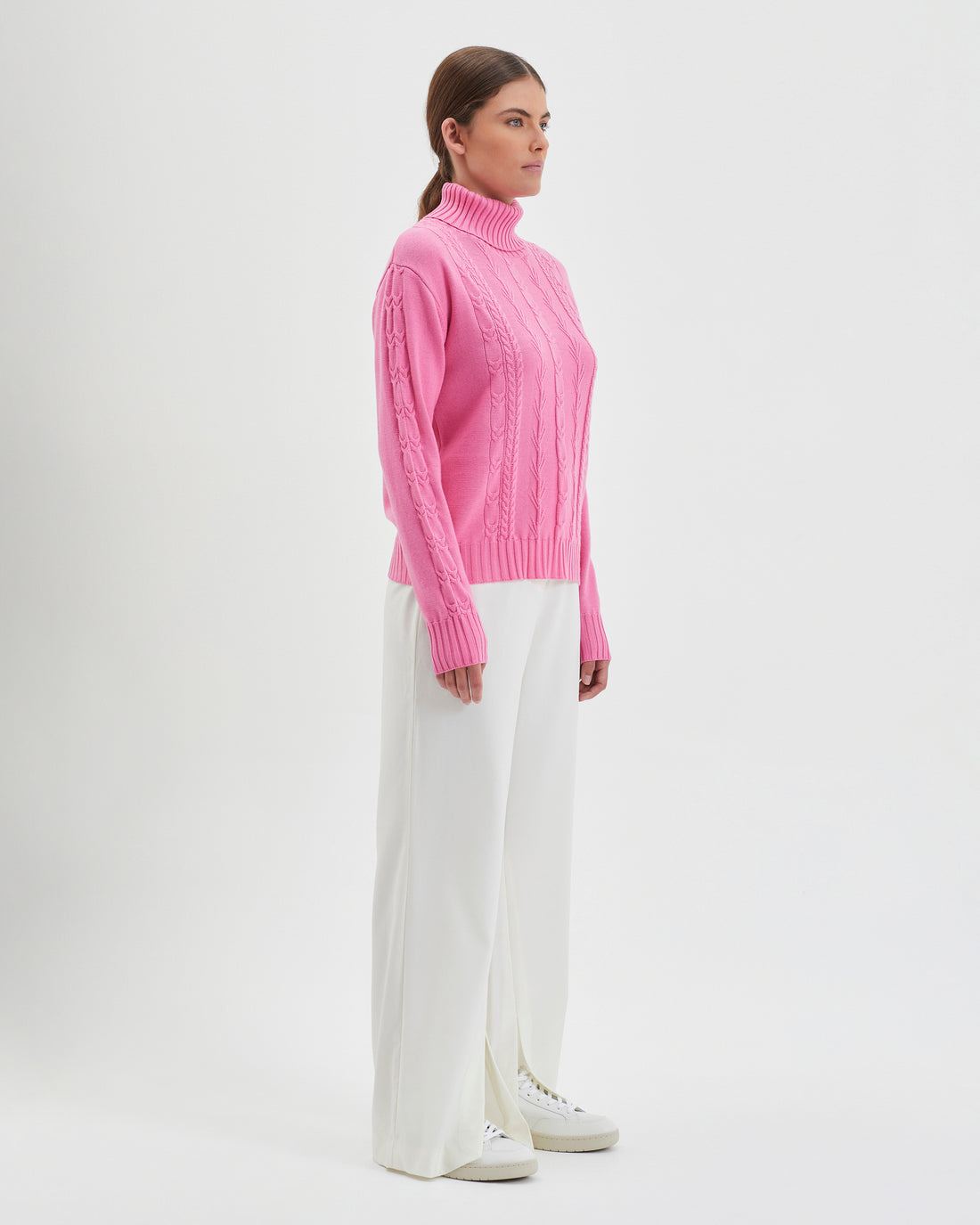 Cozy candy-colored Quirindi cable knit in wool