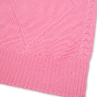 Close-up of Candy merino wool scarf showcasing cable details.