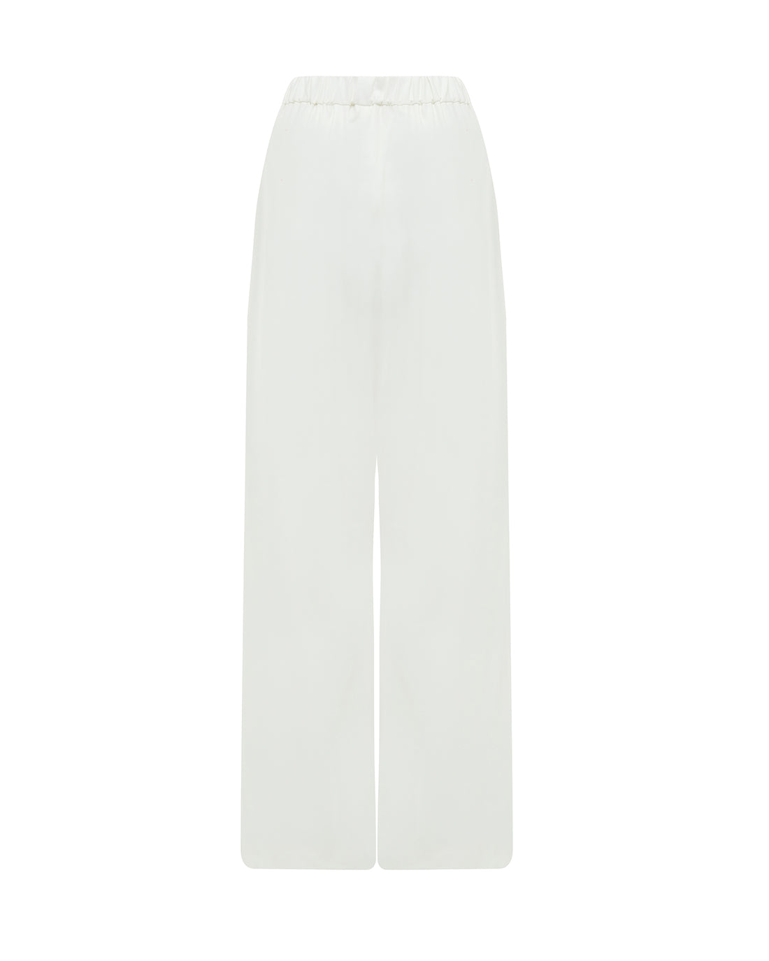 Close up back view of white dress wool pants.
