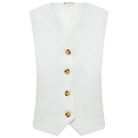 Tailored wool vest in Merino wool for versatile, modern layering.