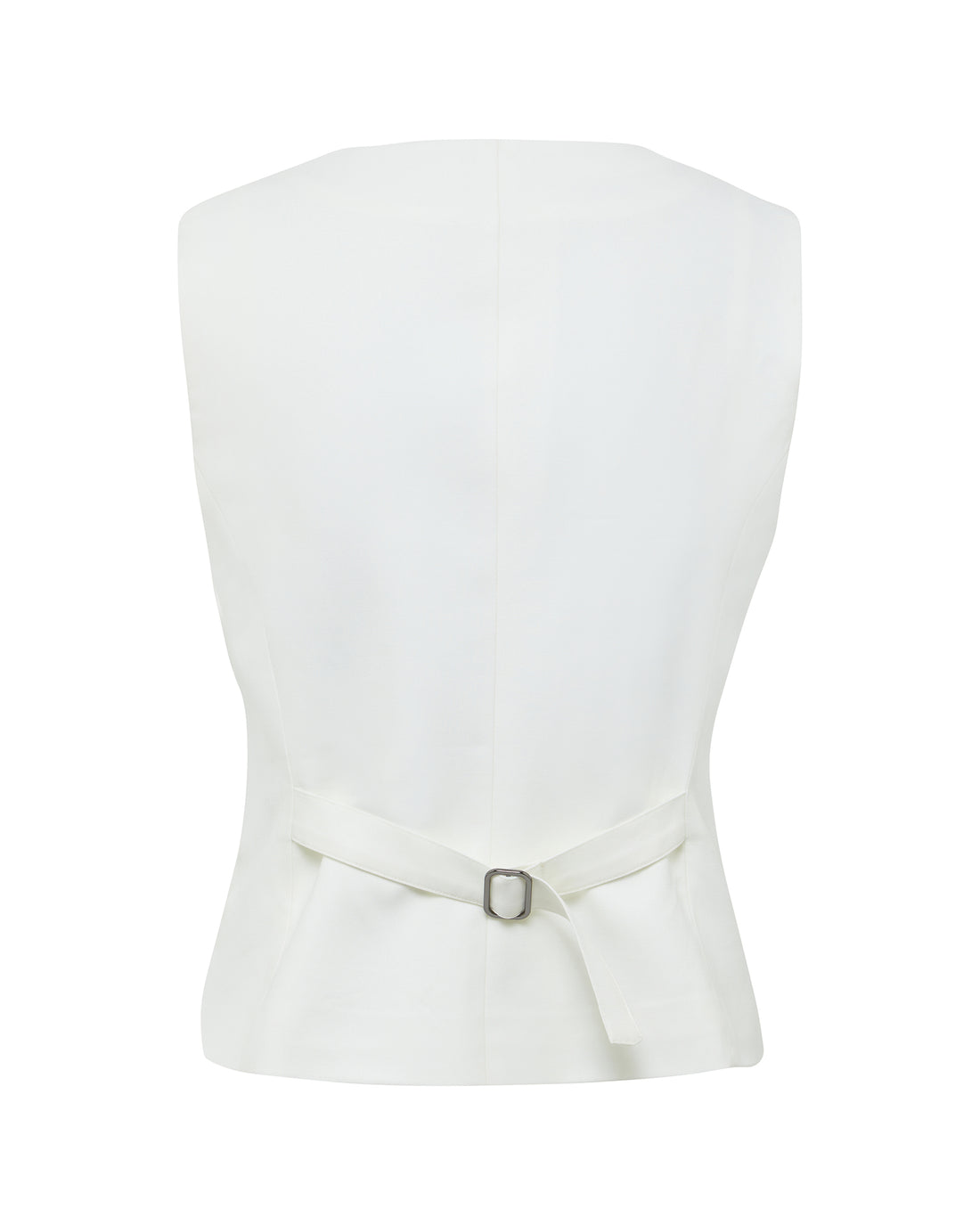 Back view of tailored ladies Merino wool top with sleek design.