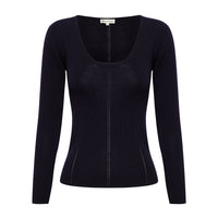 Black Merino wool skivvy top for versatile layering