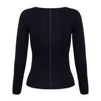 Classic black skivvy top in soft Merino wool for seasonal style