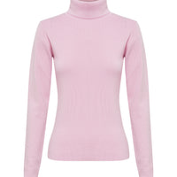Pink Merino wool roll neck turtleneck sweater