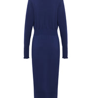 back view of the navy wool dress.
