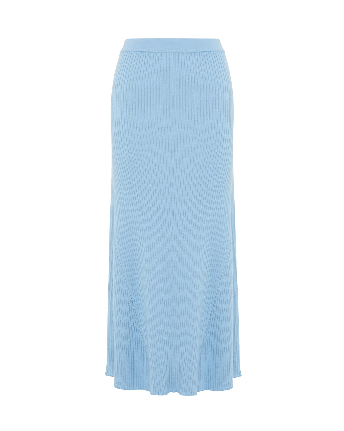 Close up of merino wool A-line Midi wool skirt in seafoam