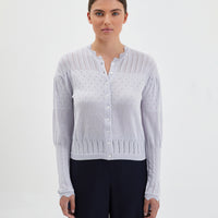 Pearl Elle wool cardigan with scalloped neckline