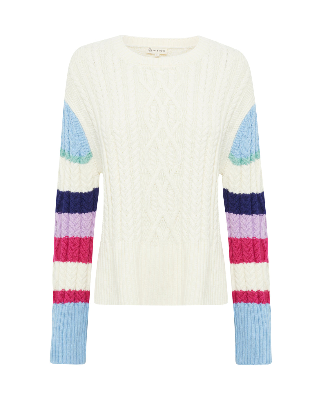 Close up of the multi-color Merino wool sweater