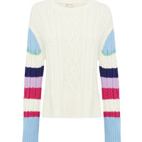 Close up of the multi-color Merino wool sweater