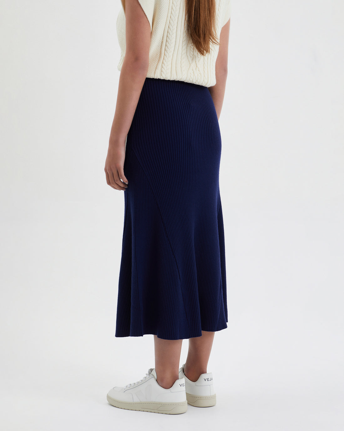 A-line flared merino wool skirt