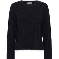 black Merino wool sweater with crochet details