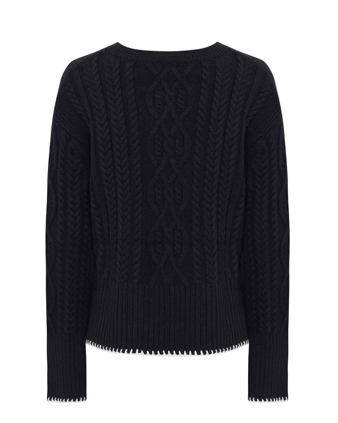 Back view of the black Merino wool sweater