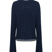 Close up of wool blend Katherine sweater.