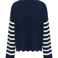 STRIPED SCALLOP SWEATER