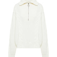 Close up ghost image of merino wool jumper the Nerida sweater.