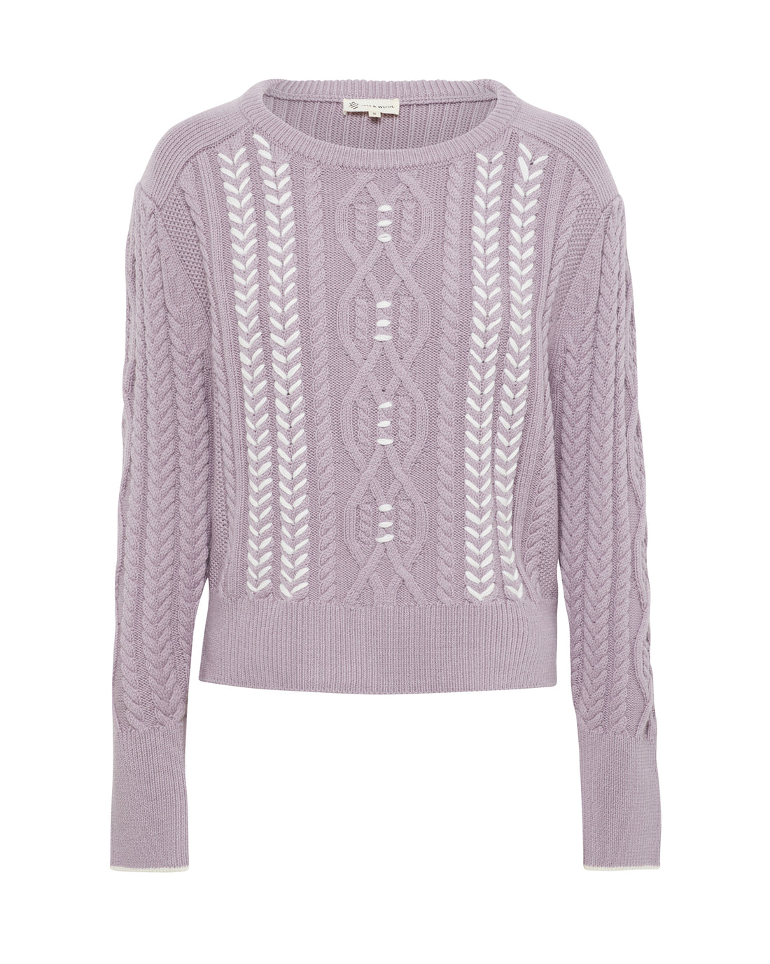 Close up of the Ebony Merino wool sweater in rose