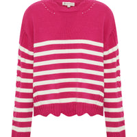 STRIPED SCALLOP SWEATER