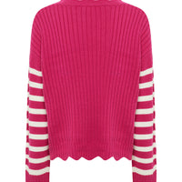 STRIPED SCALLOP SWEATER