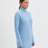 side view of the Quirindi cable knit in cozy merino wool
