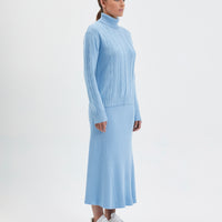 Merino wool cable knit sweater in seafoam for layering