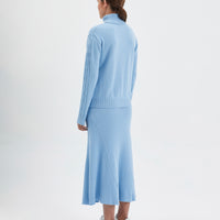 Merino wool cable knit sweater in a seafoam colour