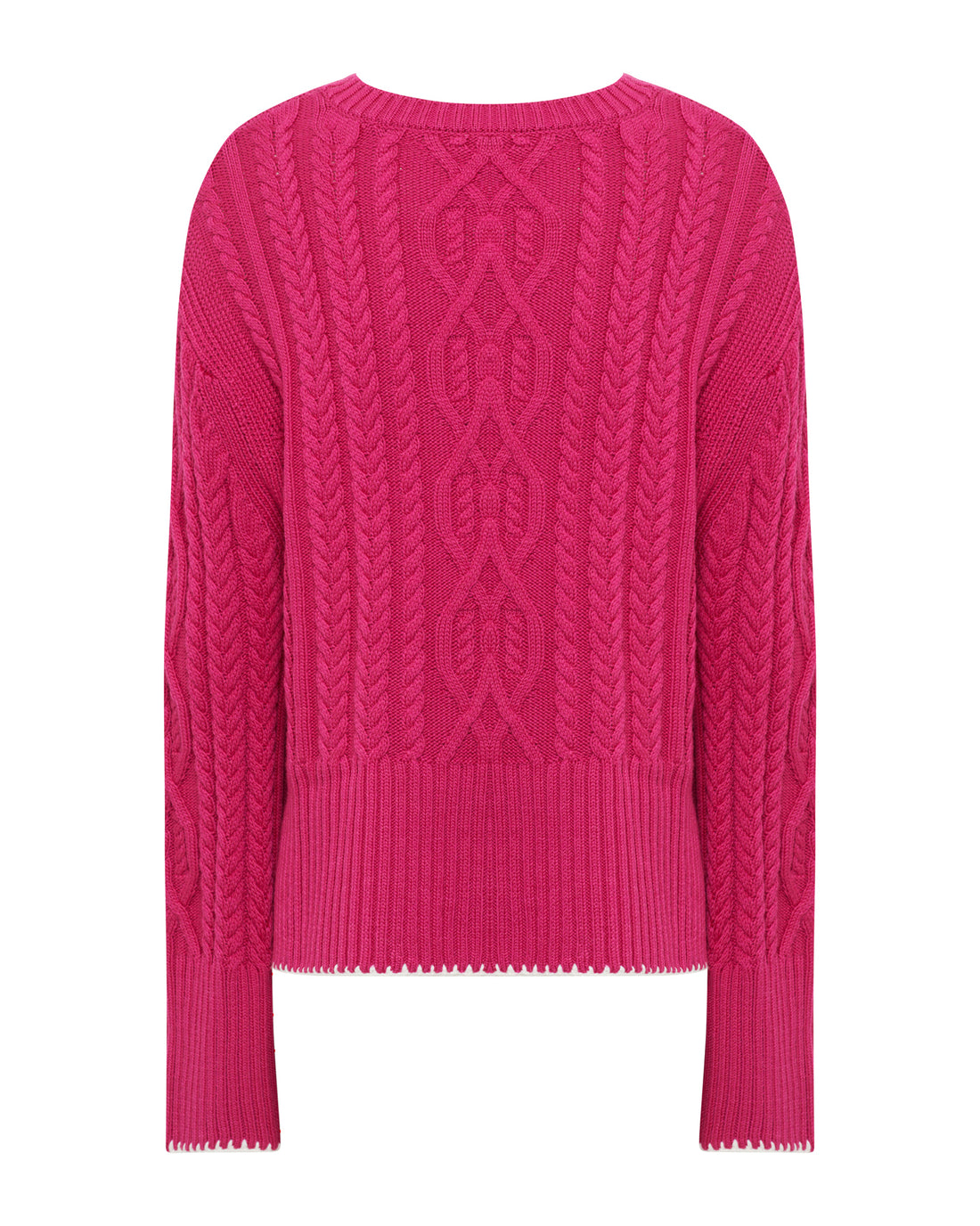 Back view of the pink Merino wool sweater