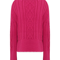 Back view of the pink Merino wool sweater