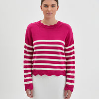 STRIPED SCALLOP SWEATER