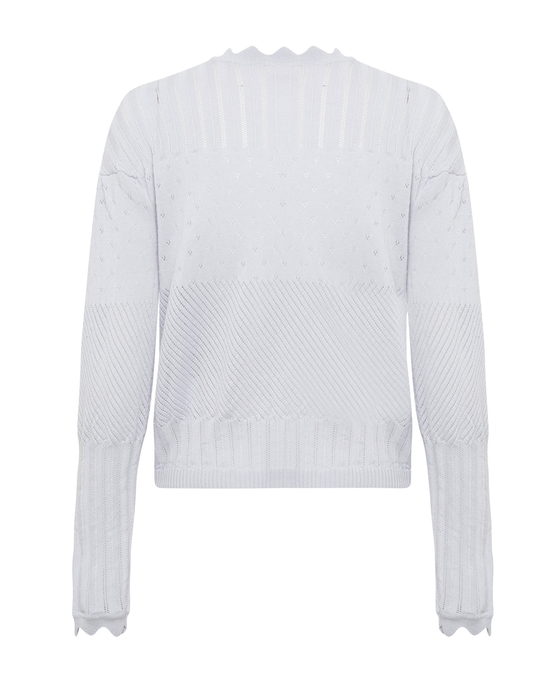 back view of the pearl Elle Merino wool cardigan