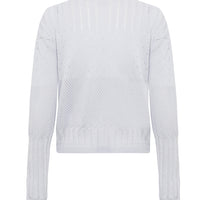 back view of the pearl Elle Merino wool cardigan