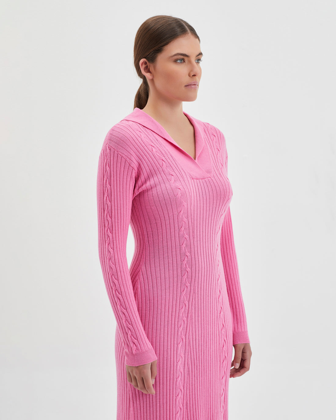 Wool knit dress in candy, crafted from premium merino wool.