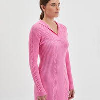 Wool knit dress in candy, crafted from premium merino wool.