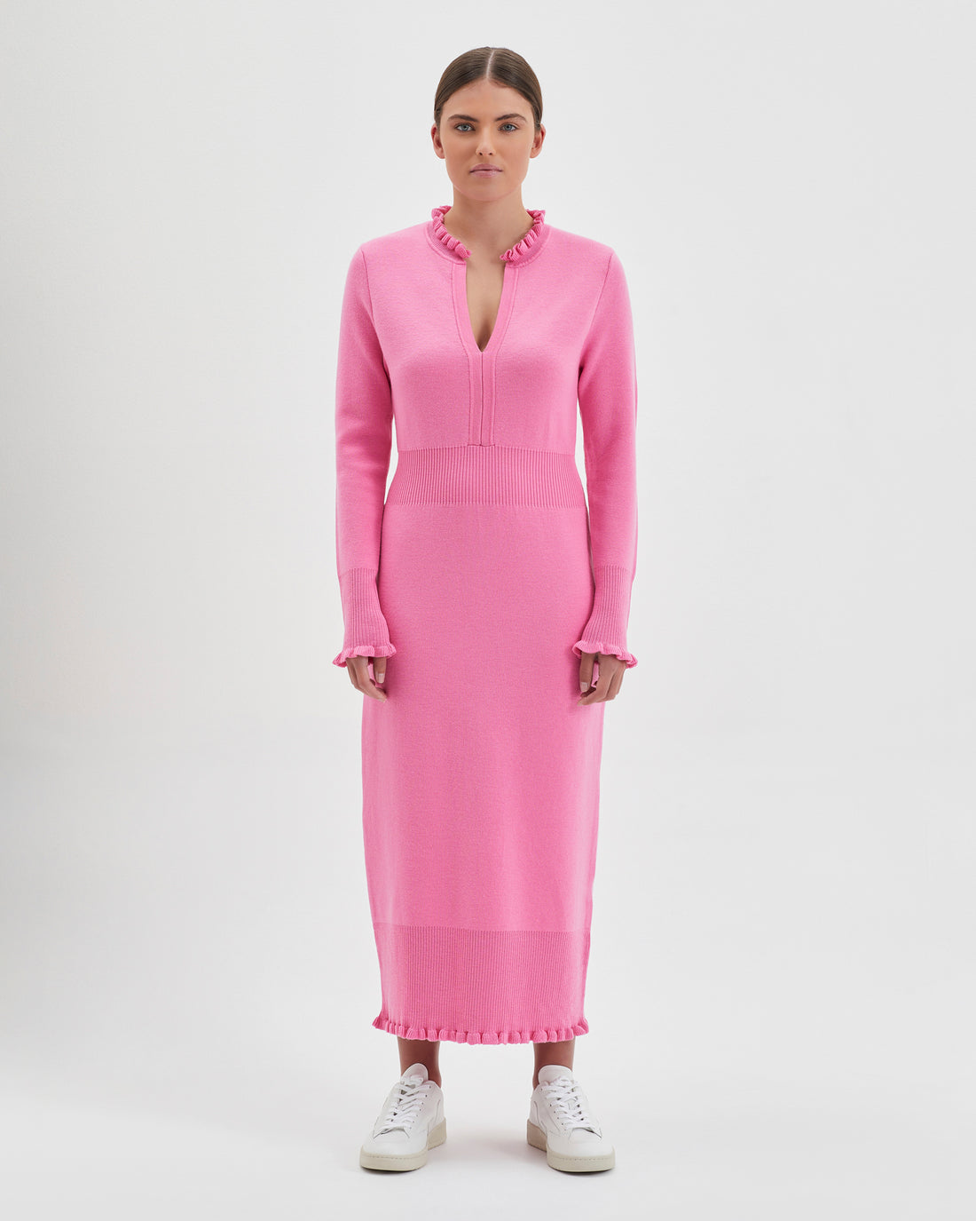 Streamlined silhouette of candy-colored Little River Knit Dress.