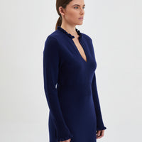 Timeless Little River Knit Dress in navy, crafted from premium merino wool.