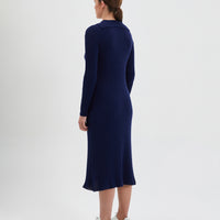 Elegant wool dress with lapel collar in premium Australian Merino Wool.